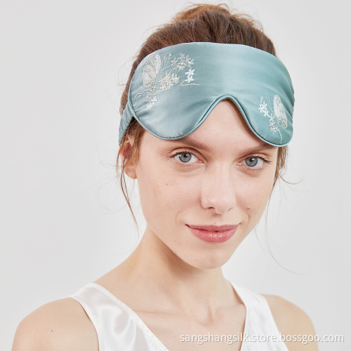 22mm 100% mulberry silk embroidery travel eye mask
